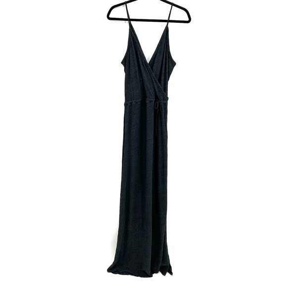 NWT CHASER Dark Gray Faux Wrap Spaghetti Strap Jersey Maxi Dress Size Medium - Picture 1 of 6